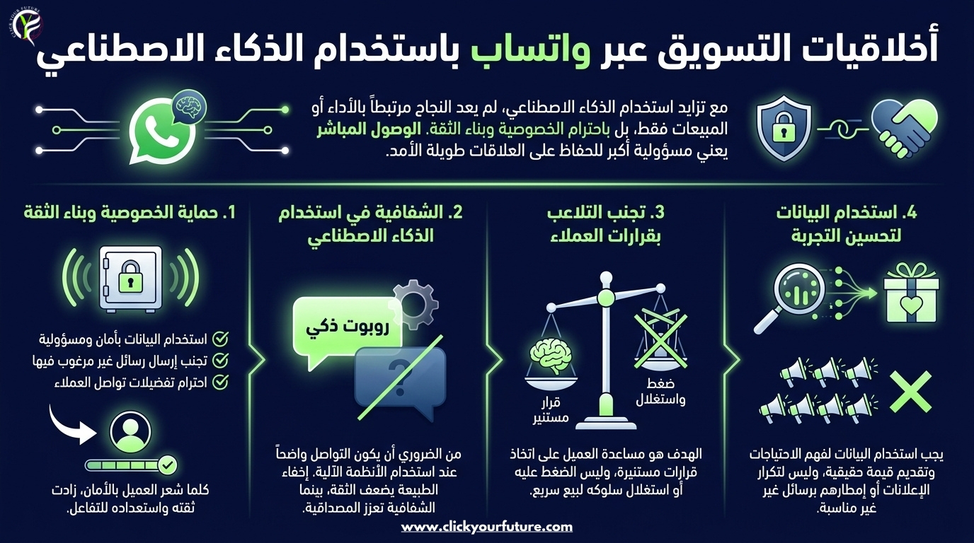 التسويق عبر الواتساب أخلاقيات التسويق عبر WhatsApp باستخدام الذكاء الاصطناعي