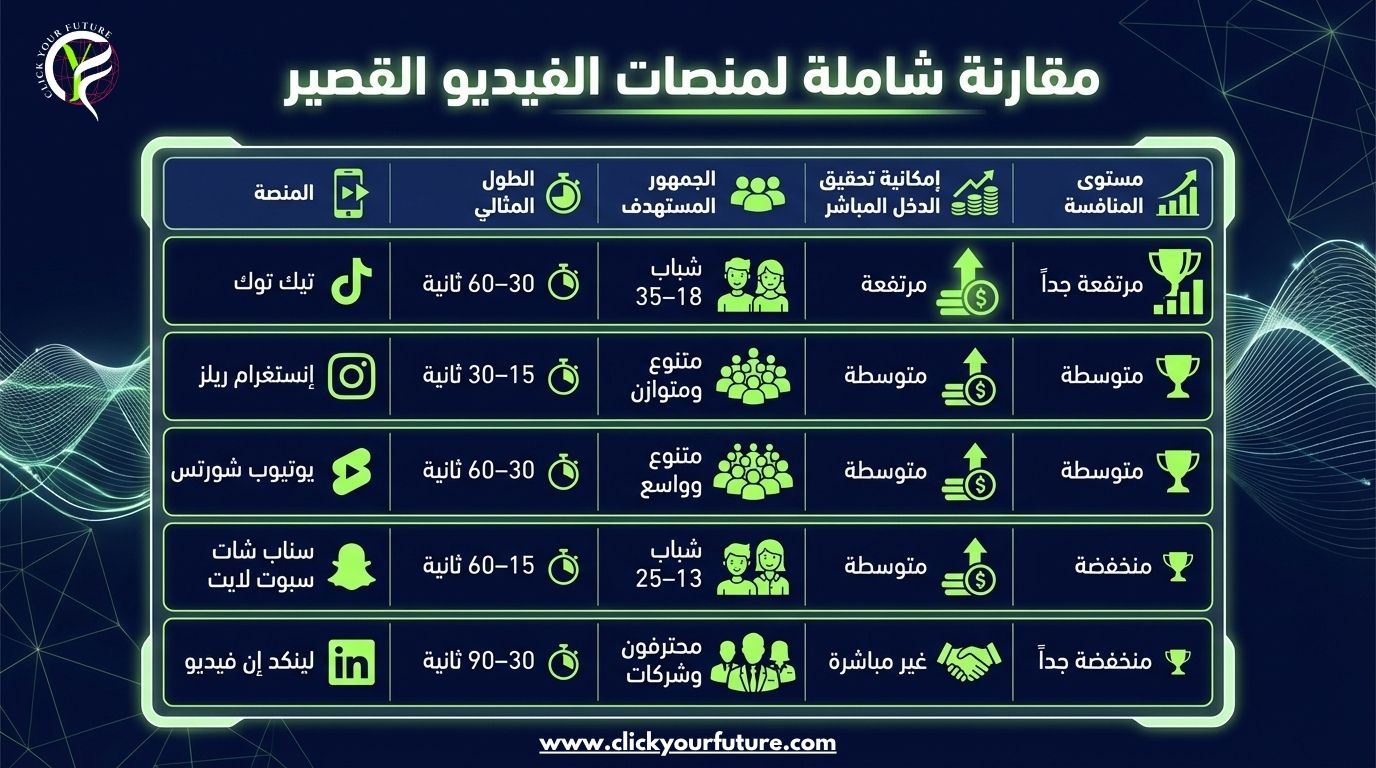 مقارنة شاملة بين منصات الفيديو القصير