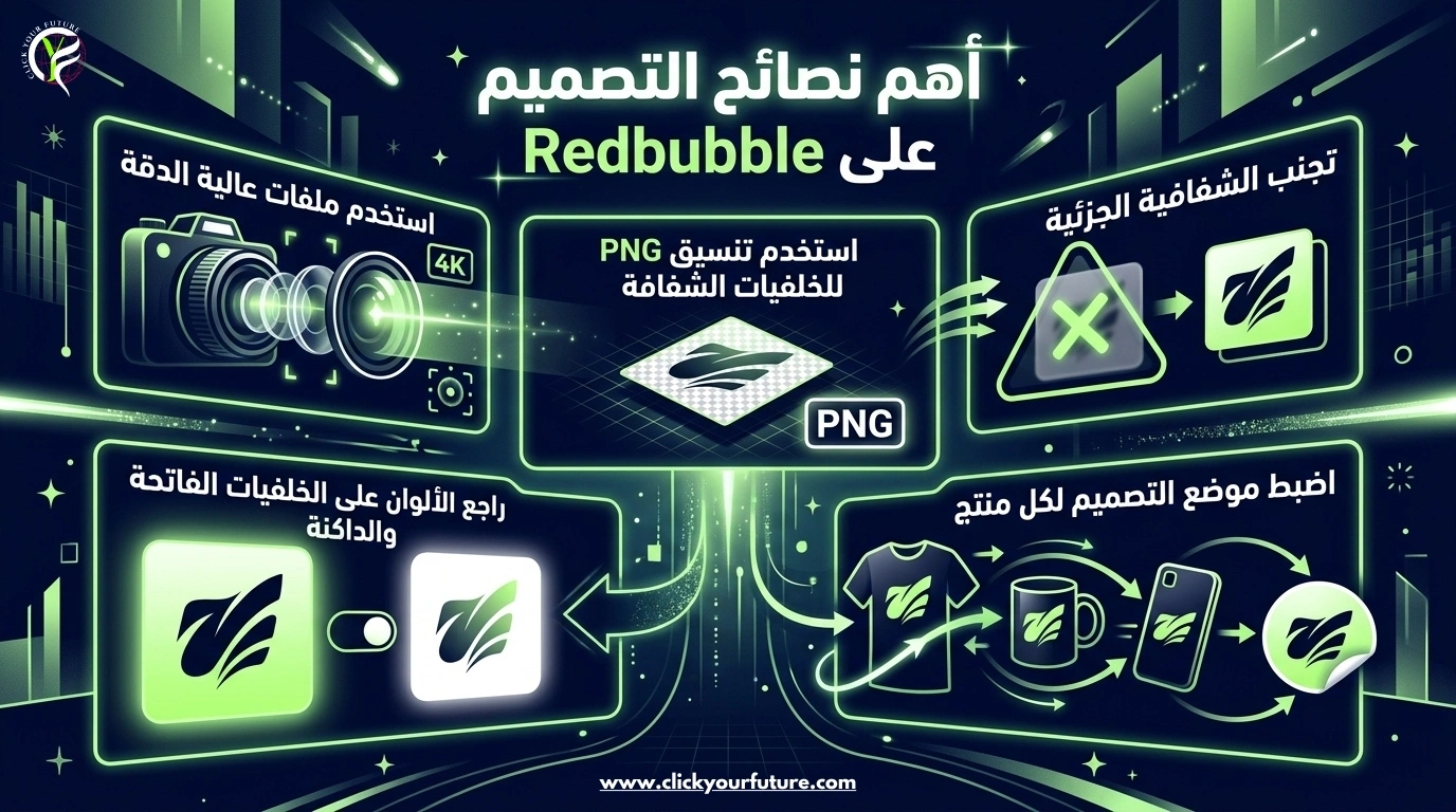 مقاسات تصميمات Redbubble نصائح التصميم على Redbubble قبل رفع الملفات