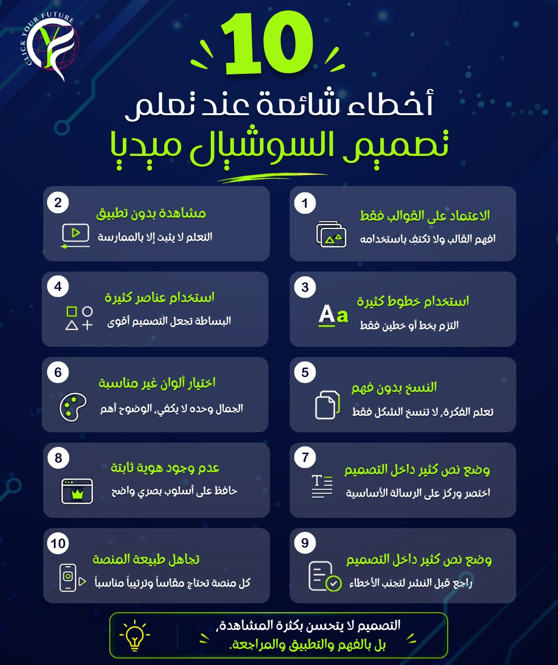 أخطاء شائعة عند تعلم تصميم السوشيال ميديا